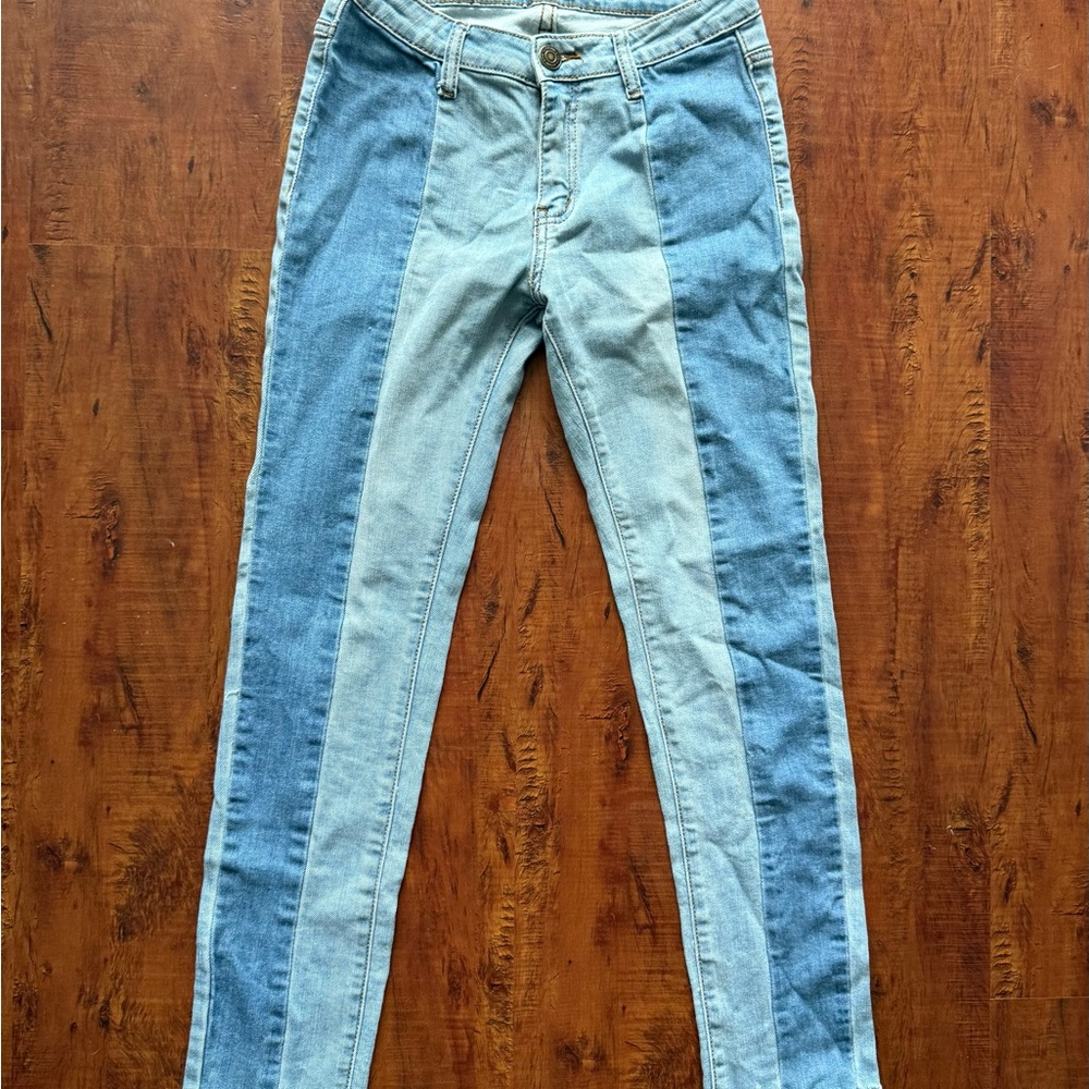 Two-Tone Denim Jeans